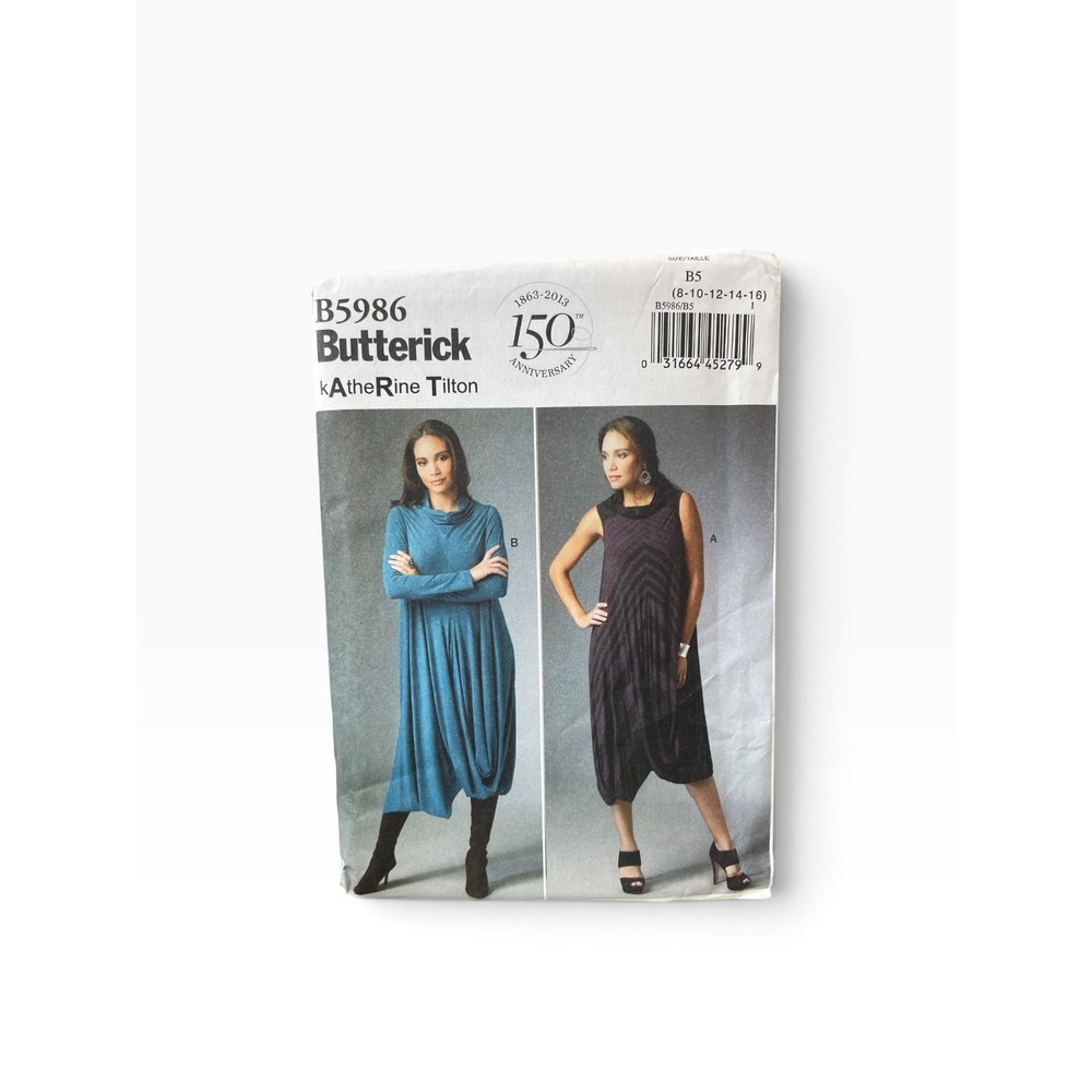 Butterick B5986 Katherine Tilton Misses Dress B5 (8-10-12-14-16) Modern Uncut